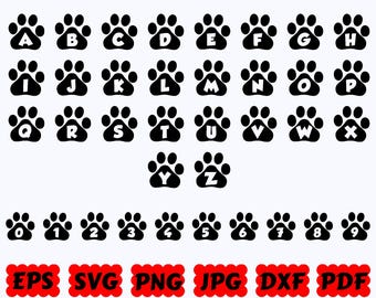 Paw Alphabet SVG | Animal Alphabet SVG | Alphabet SVG | Font Svg | Cut Files for Cricut & Silhouette | Svg Eps Dxf Png Jpg | Commercial Use