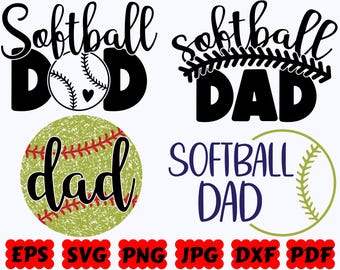 Softball Dad SVG | Softball SVG | Sport SVG | Cut Files for Cricut & Silhouette | Svg Eps Dxf Png Jpg Pdf | Commercial Use