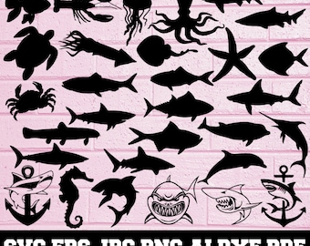 Sea Animal SVG - Sea Animal Silhouette - SVG Cut Files - Sea Animal Bundle SVG - Sea Animal Clipart - Sea Animal Cut File- Instant Download