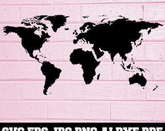 World Map SVG - World Map Silhouette - World Map Clipart - World Map Cut File - Map SVG - World SVG - Map Silhouette - Instant Download