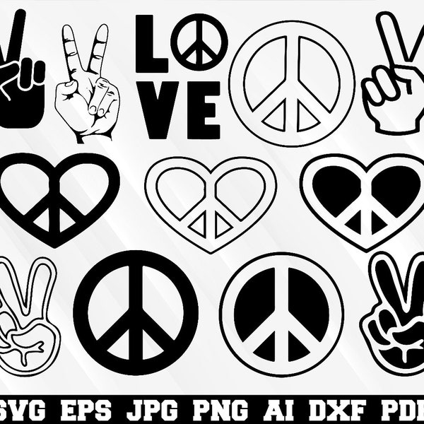 Peace Sign SVG - Peace SVG - Peace Sign Silhouette - Peace Sign Bundle SVG - Peace Sign Clipart - Peace Sign Cut File - Instant Download