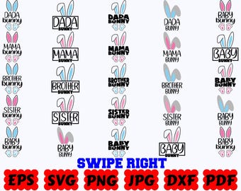 Bunny Family SVG | Easter Family SVG | Easter SVG | Happy Easter Svg | Cut Files for Cricut & Silhouette | Svg Eps Dxf Png Jpg Pdf