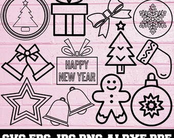 Christmas Elements SVG - Christmas Elements Silhouette - SVG Cut Files - Christmas Elements Bundle SVG- Elements Clipart - Instant Download