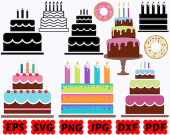 Birthday Cake SVG | Cake SVG | Birthday SVG | Happy Birthday Svg | Cut Files for Cricut & Silhouette | Svg Eps Dxf Png Jpg | Commercial Use