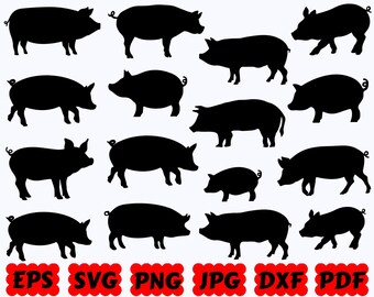 Pig SVG | Animal SVG | Farm Animal SVG | Pork Svg | Cut Files for Cricut & Silhouette | Svg Eps Dxf Png Jpg Pdf | Commercial Use