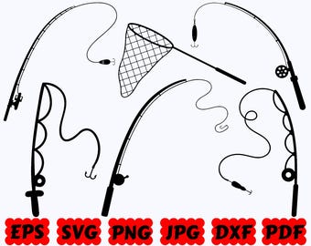 Fishing Pole SVG | Fishing Rod SVG | Fishing SVG | Fisherman Svg | Fish Svg | Cut Files for Cricut & Silhouette | Svg Eps Dxf Png Jpg Pdf