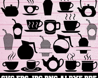 Coffee SVG - Coffee Silhouette - SVG Cut Files - Coffee Bundle SVG - Coffee Clipart - Coffee Cut File - Coffee Vector - Instant Download