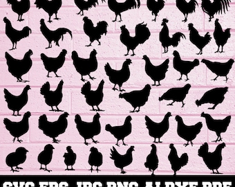 Chicken SVG - Chicken Silhouette - SVG Cut Files - Chicken Bundle SVG - Chicken Clipart - Chicken Cut File - Animal Svg - Instant Download
