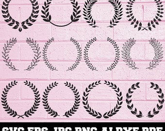 Laurel Wreath SVG - Wreath Silhouette - Vintage Laurel Wreath Svg - Laurel Wreath Clipart- Laurel Cut File- Laurel Vector- Instant Download