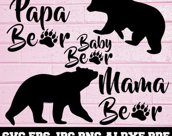Bear Family SVG - Bear Family Silhouette - SVG Cut Files - Bear Family Bundle SVG - Bear Family Clipart - Bear  Cut File - Instant Download