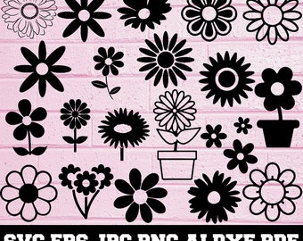 Daisy SVG - Flower Svg - Daisy Silhouette - SVG Cut Files - Daisy Bundle SVG- Daisy Clipart- Daisy Cut File- Daisy Vector- Instant Download