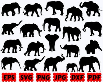 Elephant SVG | Animal SVG | Safari Animal SVG | Cut Files for Cricut & Silhouette | Svg Eps Dxf Png Jpg Pdf | Commercial Use