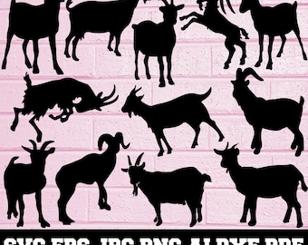 Goat SVG - Animal SVG - Goat Silhouette - SVG Cut Files - Goat Bundle Svg - Goat Clipart - Goat Cut File - Goat Vector - Téléchargement instantané