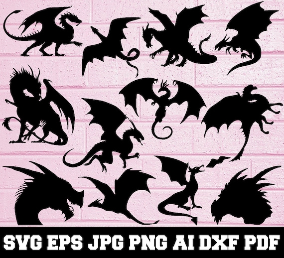 Download Dragon Svg Dragon Silhouette Svg Cut Files Dragon Bundle Etsy