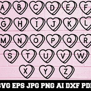 Heart Font SVG - Arquivo de corte de coração - Alfabeto de coração SVG - Letras de coração SVG - Arquivo de corte de fonte - Monograma de coração - Arquivo de corte de alfabeto - Download instantâneo