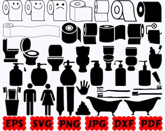 Bathroom SVG | Restroom SVG | Toilet SVG | Toilet Paper Svg | Cut Files for Cricut & Silhouette | Svg Eps Dxf Png Jpg Pdf | Commercial Use