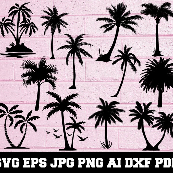 Palm Tree SVG - Palm Tree Silhouette - SVG Cut Files - Palm Tree Bundle SVG - Palm Tree Clipart - Palm Tree Cut File - Instant Download