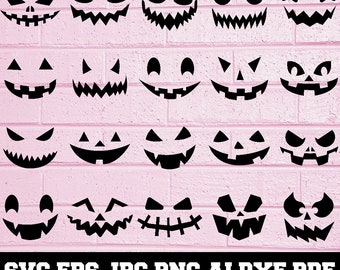 Pumpkin Faces SVG - Pumpkin Faces Silhouette - Pumpkin Faces Bundle SVG - Pumpkin Faces Clipart - Pumpkin Faces Cut File - Instant Download