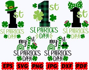 My First St Patrick's Day SVG | St Patrick's Day SVG | Shamrock Svg | Cut File for Cricut & Silhouette | Svg Eps Dxf Png Jpg |Commercial Use