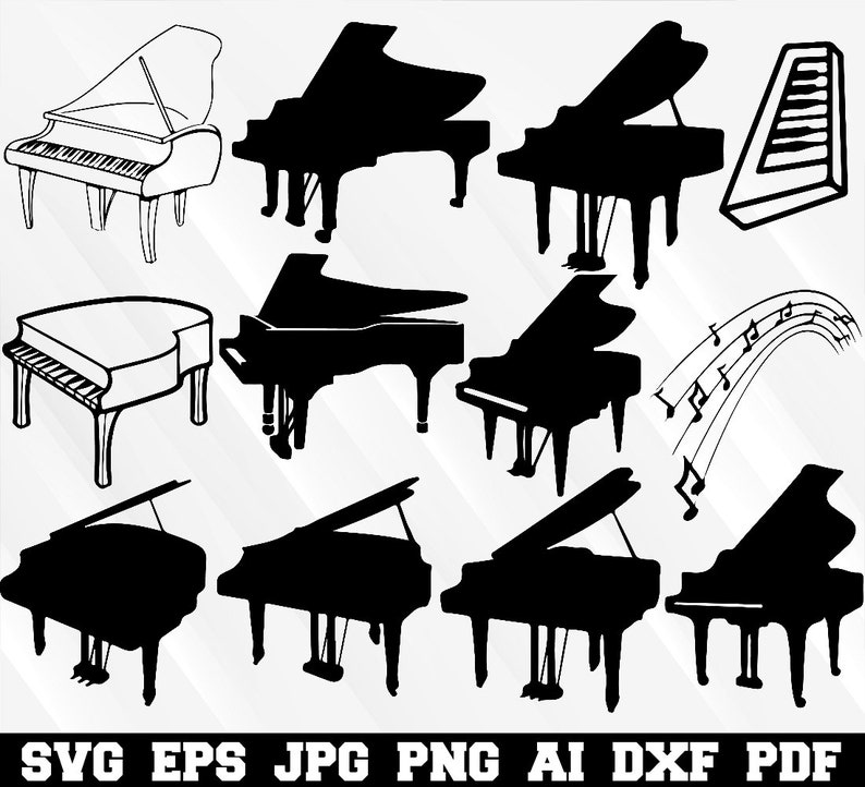Download Piano SVG Music SVG Piano Silhouette SVG Cut Files | Etsy