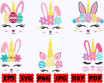 Easter Unicorn SVG | Unicorn SVG | Easter SVG | Happy Easter Svg | Cut Files for Cricut & Silhouette | Svg Eps Dxf Png Jpg | Commercial Use