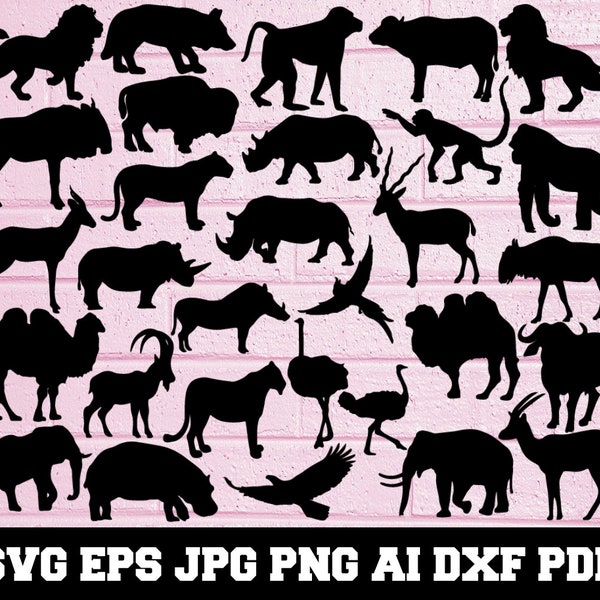 African Animal SVG - African Animal Silhouette - Animal Bundle SVG - African Animal Clipart - SVG Cut Files - Animal Svg - Téléchargement instantané