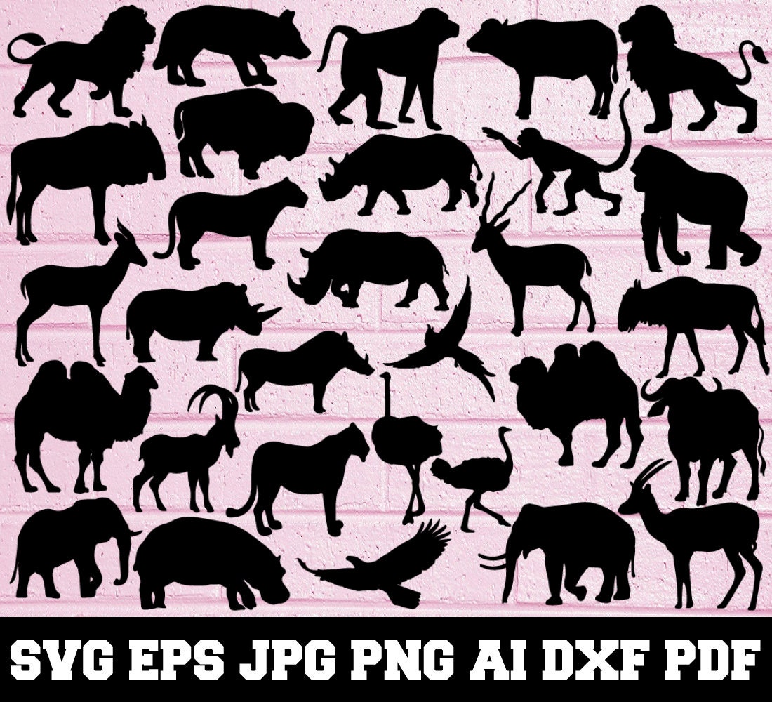 Download African Animal Svg African Animal Silhouette Animal Bundle Etsy