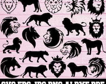 Lion SVG - Animal SVG - Lion Silhouette - SVG Cut Files - Lion Bundle Svg - Lion Clipart - Lion Cut File - Lion Vector - Instant Download