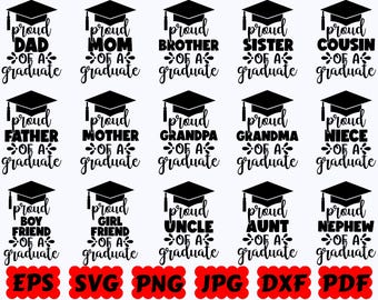Proud Family Of Graduate SVG | Graduation SVG | Graduate SVG | Cut Files for Cricut & Silhouette | Svg Eps Dxf Png Jpg Pdf | Commercial Use