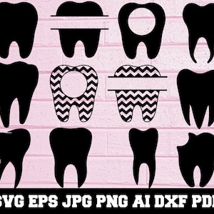 Teeth SVG - Tooth SVG - Teeth Silhouette - Svg Cut Files - Teeth Bundle SVG - Teeth Clipart- Teeth Cut File- Teeth Vector- Instant Download