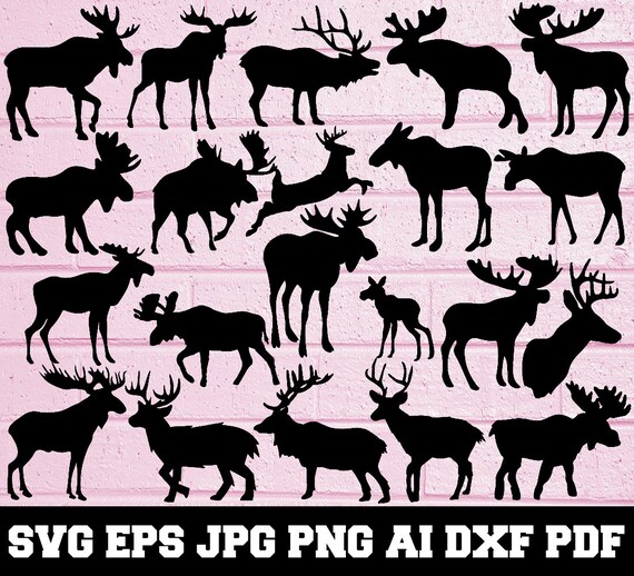 Download Moose Svg Deer Svg Moose Silhouette Svg Cut Files Etsy