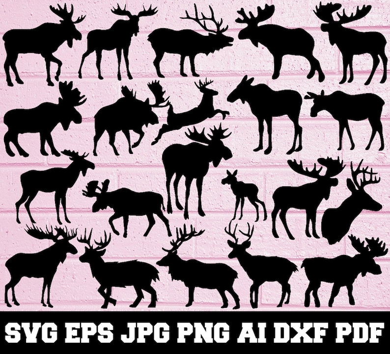 Moose SVG - Deer Svg - Moose Silhouette - SVG Cut Files - Moose Bundle SVG - Moose Clipart - Moose Cut File- Moose Vector- Instant Download image 1