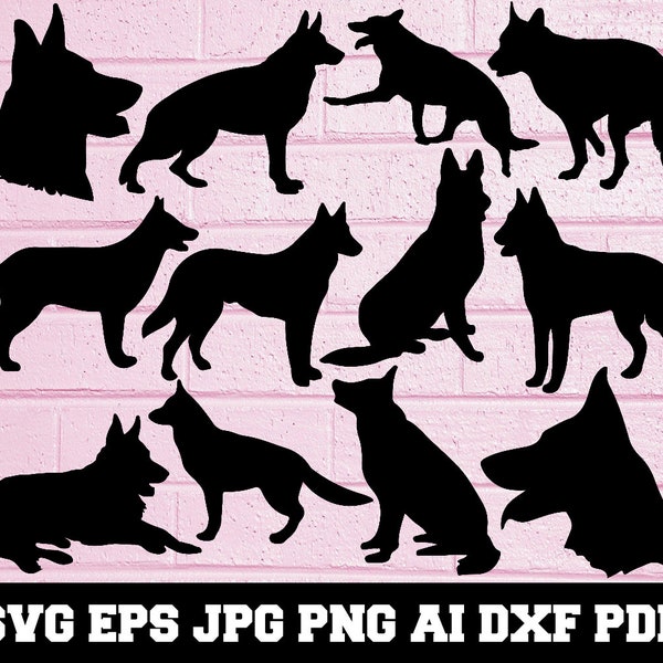 German Shepherd SVG- Dog SVG- Dog Cut File- German Shepherd Silhouette- German Shepherd Clipart- German Shepherd Cut File- Instant Download