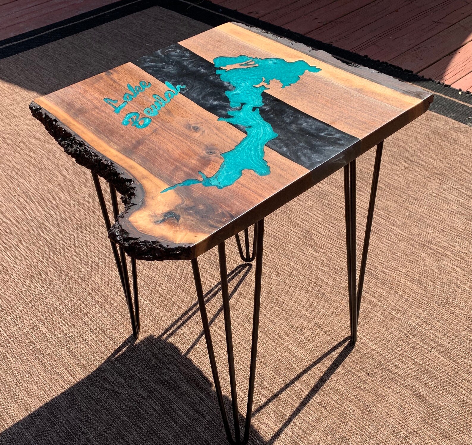 Customizable Lake map side table Personalized gift river Etsy