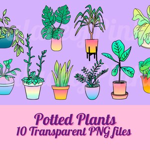 Topfpflanze Clip Art Bundle Bilder | Twitch-Assets | Niedliche Clipart | Planer Digital Download | Pflanzen | Im Trend Hipster