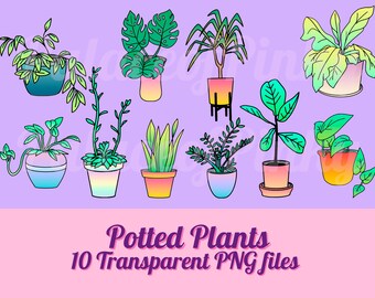 Potted Plant Clip Art Bundle Images | Twitch Assets | Cute Clipart | Planner Digital Download | Plants | On Trend Hipster