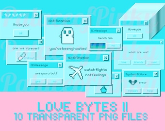 Love Meme Retro Windows Clip Art Bundle Images | Twitch Assets | Clipart | Planner Digital Download | Pop Culture