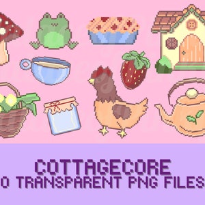 Images clipart de Cottagecore | Icônes de base de chalet | Actifs Twitch | Clipart mignon | Téléchargement numérique de l'agenda | Cottage de style campagnard