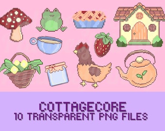 Cottagecore Clip Art Images | Cottage Core Icons | Twitch Assets | Cute Clipart | Planner Digital Download | Cottage Country Style
