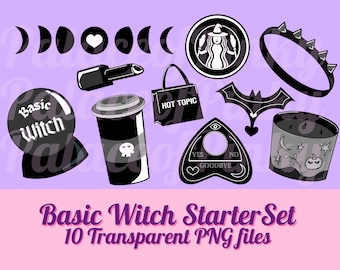 Basic Witch Clip Art Bundle Images | Twitch Assets | Cute Clipart | Planner Digital Download | Pop Culture