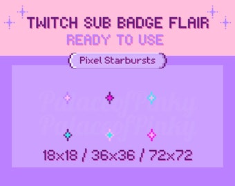 Twitch Badge Flair | Cute Pixel Star 8-bit Sub Badge Flair | Subscriber Badge | Loyalty Badge | Twitch Streamer