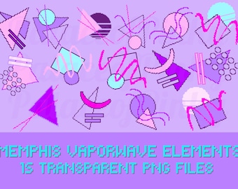 Memphis Style Clip Art | Vaporwave Clip Art Images | Twitch Assets | Retro Clipart | Planner Digital Download