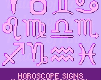 Astrology Clipart | Astrological Signs | Pixel Icon | Twitch Assets | Planner Digital Download | Pop Culture | Gift For Geek