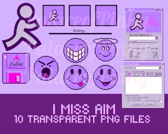 Instant Messenger Retro Computer Clip Art Bundle Images | Twitch | Cute Clipart | Digital Download | AIM | Pop Culture | Gift For Geek