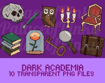 Dark Academia Clip Art Images | Twitch Assets | Cute Clipart | Planner Digital Download | Dark Style