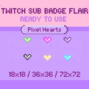 Twitch Badge Flair | Cute Pixel Heart Sub Badge Flair | Subscriber Badge | Loyalty Badge | Twitch Streamer