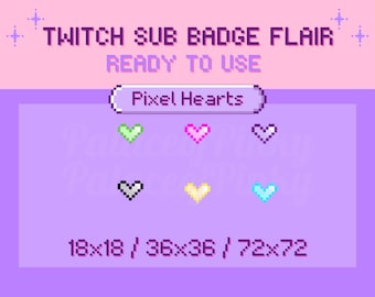 Twitch Badge Flair | Cute Pixel Heart Sub Badge Flair | Subscriber Badge | Loyalty Badge | Twitch Streamer