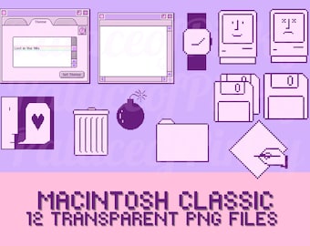 Retro Macintosh Classic Clip Art Images | Twitch Assets | Retro Clipart | Mac Icons | Digital Download | Pop Culture | Gift For Geek