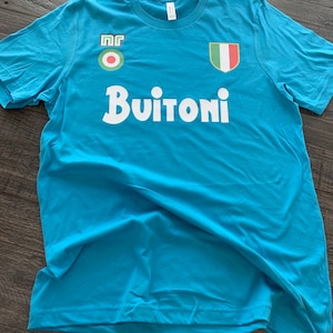 Buitoni Soccer Italy Italian Shirt T-shirt SSC Napoli Retro Football futbol Maradona Campioni Scudetto pink blue red Long Sleeve Hoodie
