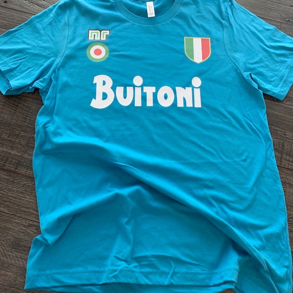 Buitoni Soccer Italy Italian Shirt T-shirt SSC Napoli Retro Football futbol Maradona Campioni Scudetto pink blue red